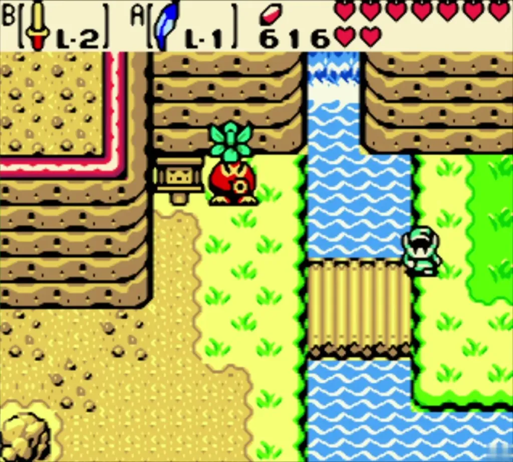 A Business Scrub pops up at the cliff foot while Link waits across the river A Business Scrub pops up at the cliff foot while Link waits across the river