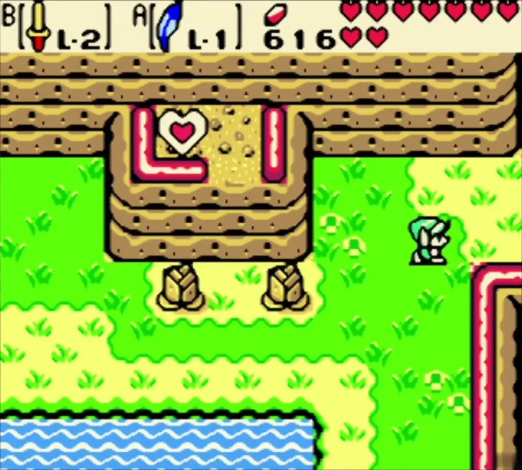 The Piece of Heart ledge in summer with Link nearby on the grass The Piece of Heart ledge in summer with Link nearby on the grass