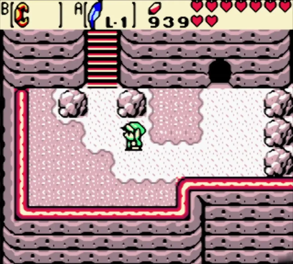 Link in the snowy cave approach below the stairs up to the summit Link in the snowy cave approach below the stairs up to the summit