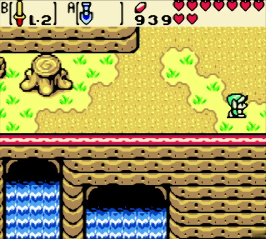 Link near the stump above two waterfall caves Link near the stump above two waterfall caves