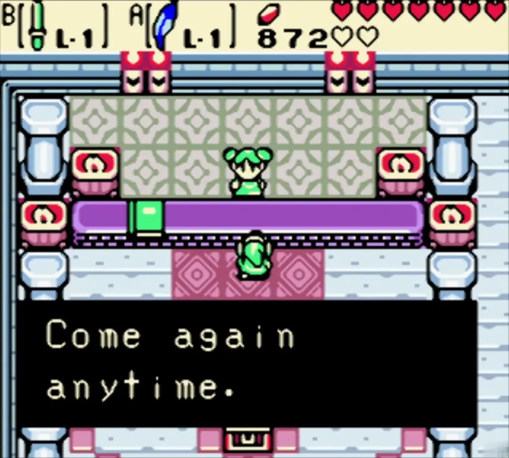 Farore saying come again anytime while a chest waits in the Hall of Secrets Farore saying come again anytime while a chest waits in the Hall of Secrets