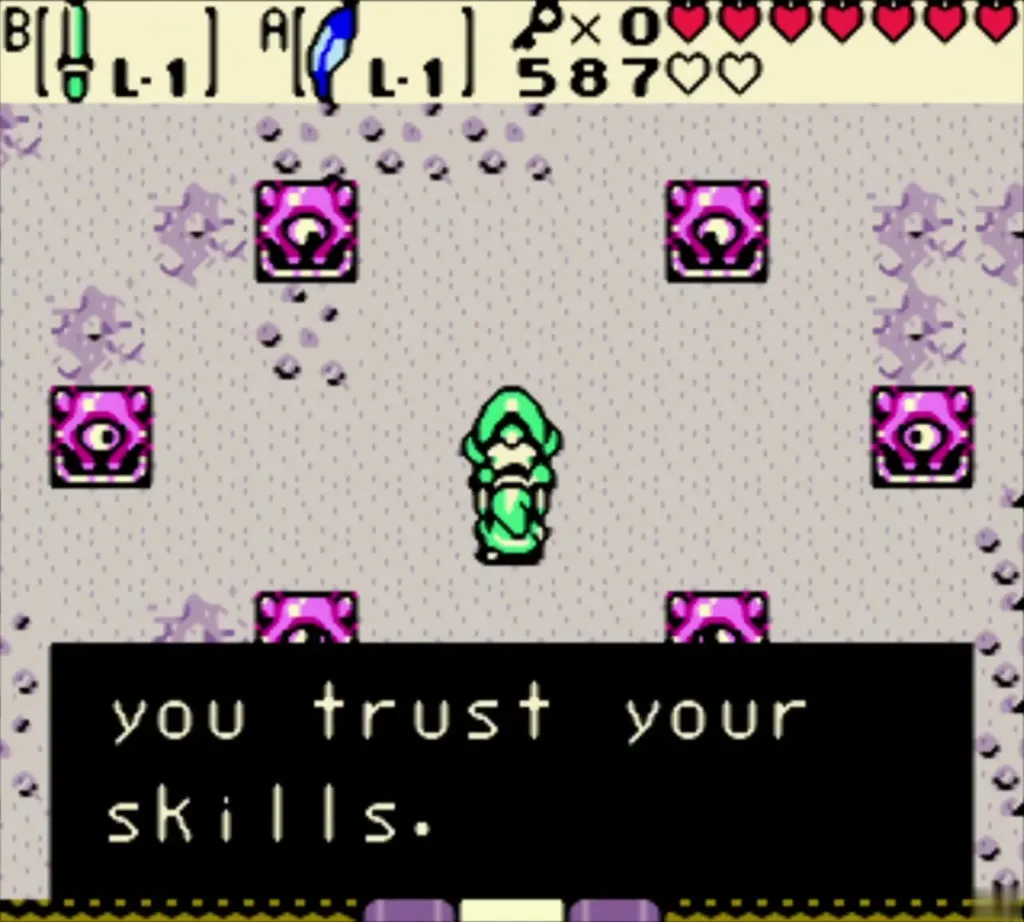 The Hero's Cave sign telling Link to continue if he trusts his skills The Hero's Cave sign telling Link to continue if he trusts his skills