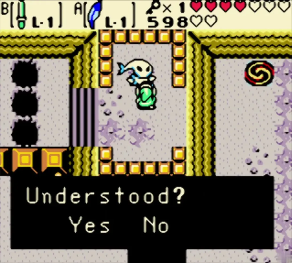 The Zora asking Link whether he understood, with Yes and No choices The Zora asking Link whether he understood, with Yes and No choices