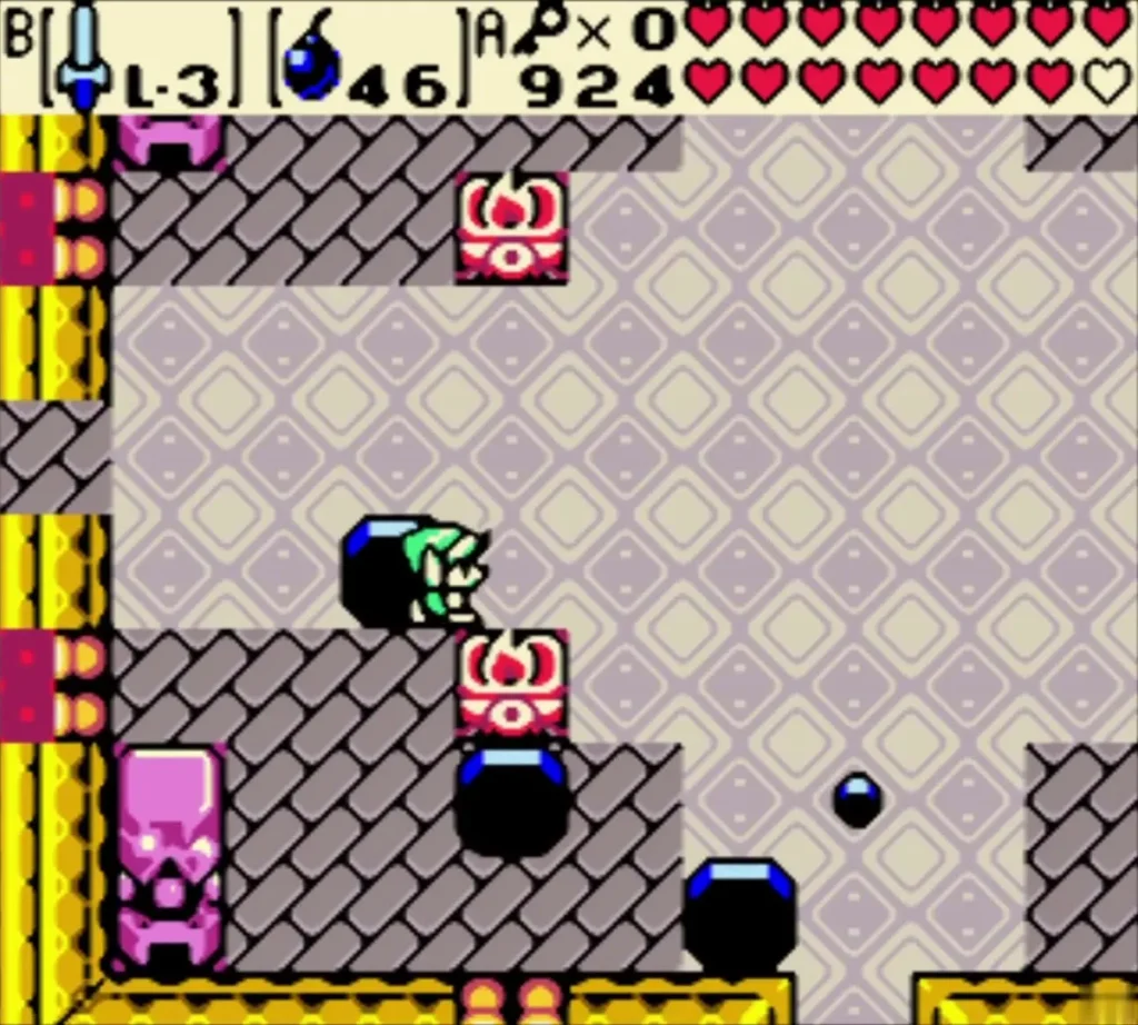 Bombs set on the floor of the Facade room with Link standing beside them Bombs set on the floor of the Facade room with Link standing beside them