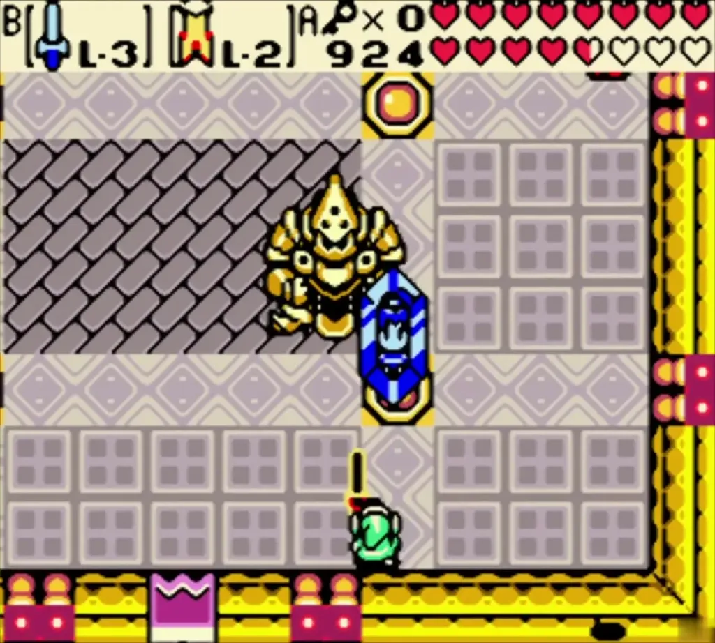 Link below Din's crystal shield with Onox behind it in the boss room Link below Din's crystal shield with Onox behind it in the boss room