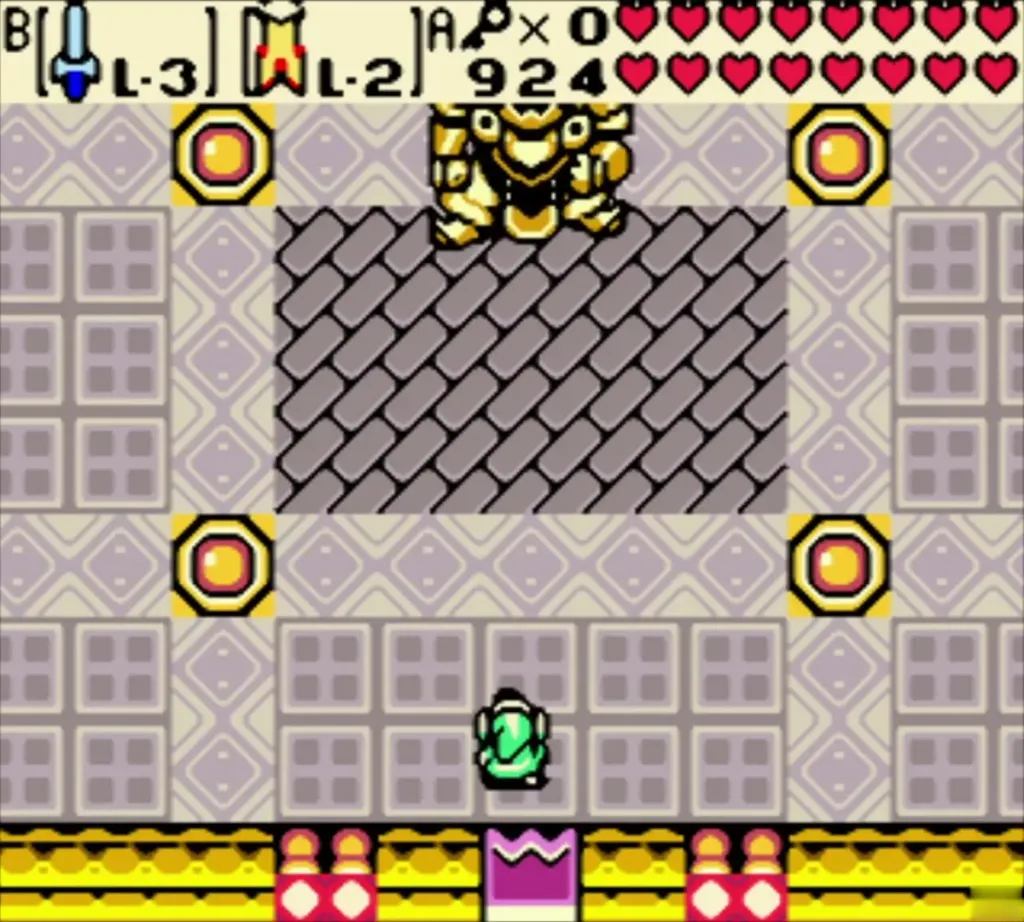 Armored Onox, the golden giant, standing in the boss room at the start of the fight Armored Onox, the golden giant, standing in the boss room at the start of the fight