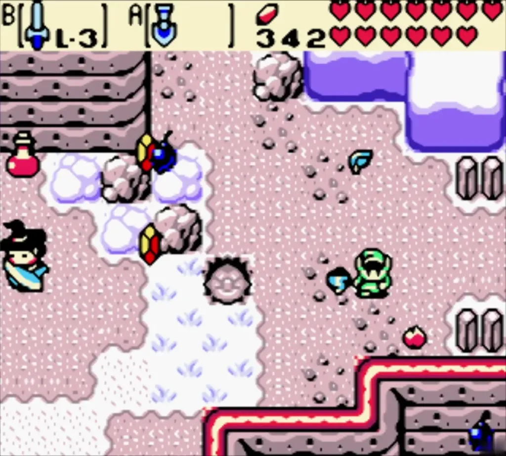Maple on her broom beside Link in the snow field before the race Maple on her broom beside Link in the snow field before the race