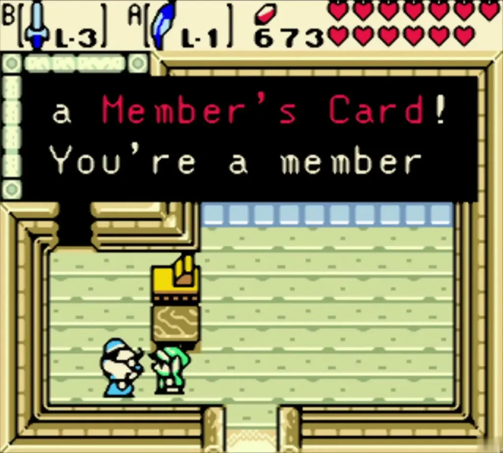 The shopkeeper saying Link is a Member's Card holder and letting him through The shopkeeper saying Link is a Member's Card holder and letting him through