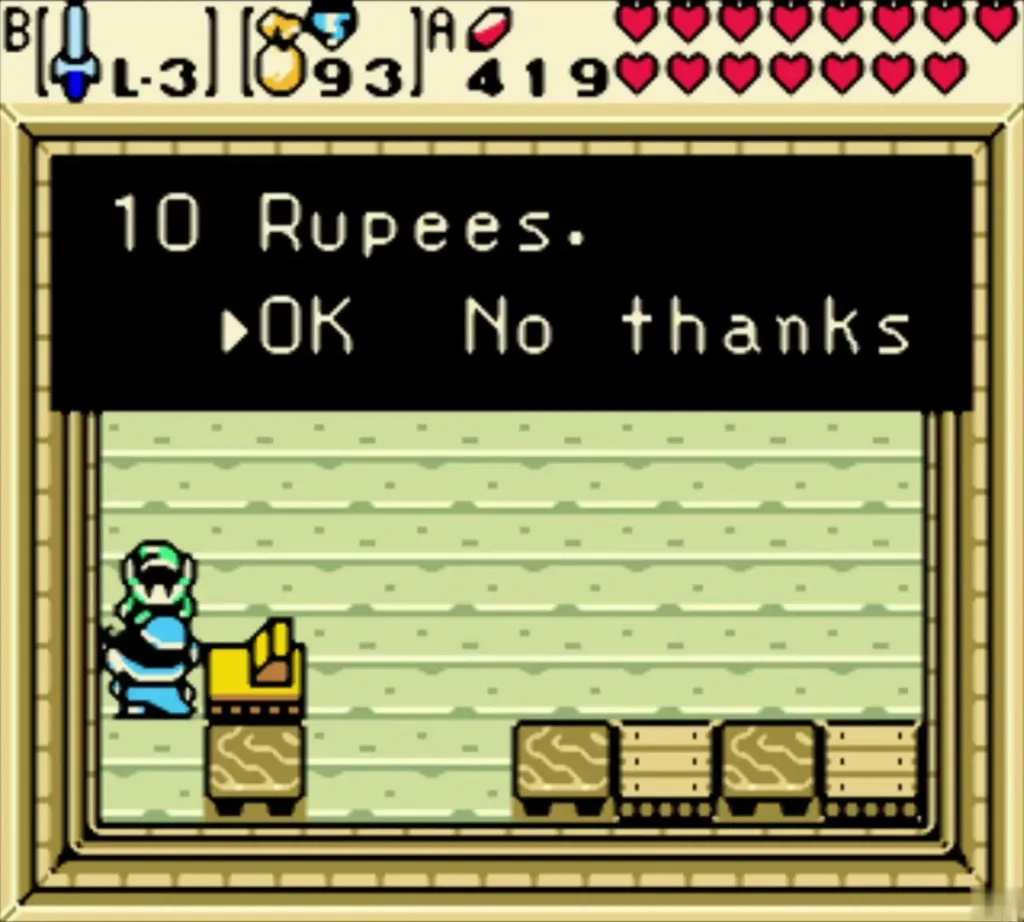 Chest game dealer in the Horon Village basement offering a round for 10 Rupees Chest game dealer in the Horon Village basement offering a round for 10 Rupees