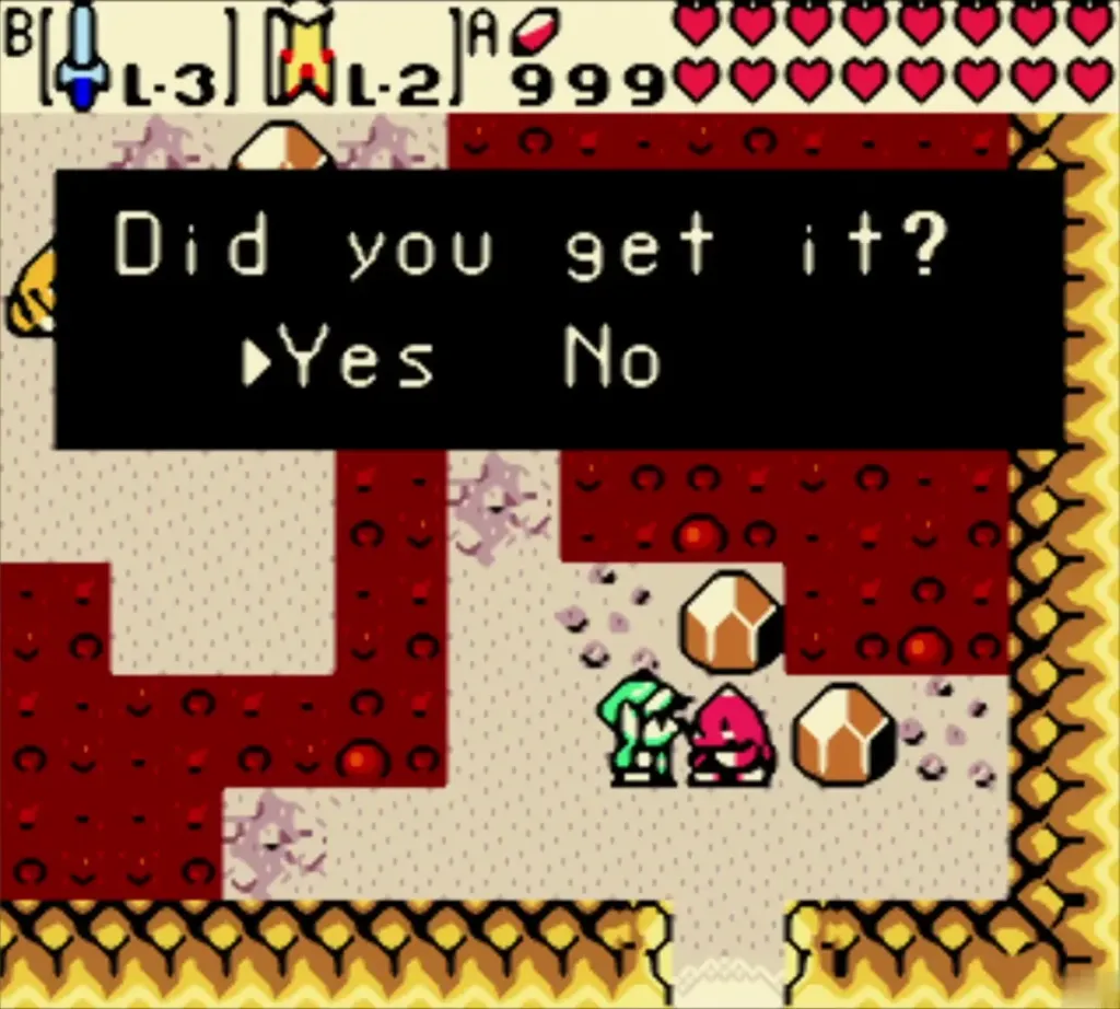 Link and the Goron in the cavern on a Yes or No question after the story Link and the Goron in the cavern on a Yes or No question after the story