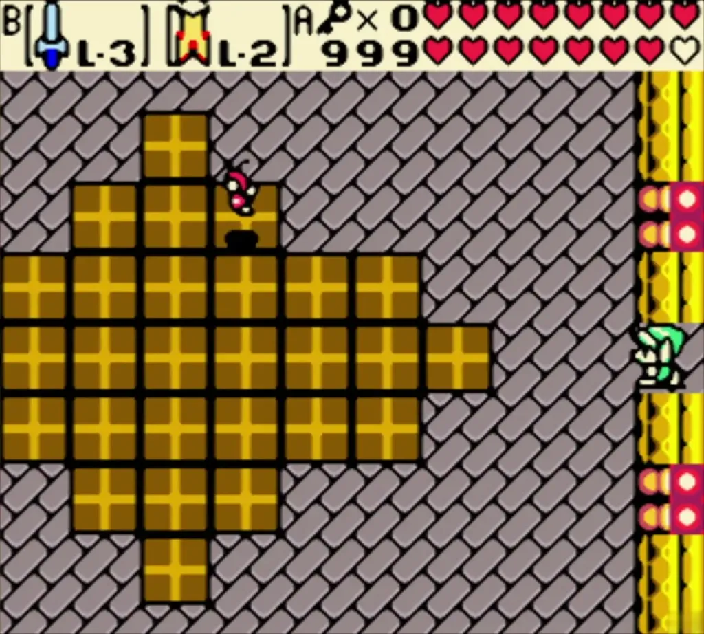 Link at the edge of the gold-block room in the castle, where the chapter stops Link at the edge of the gold-block room in the castle, where the chapter stops