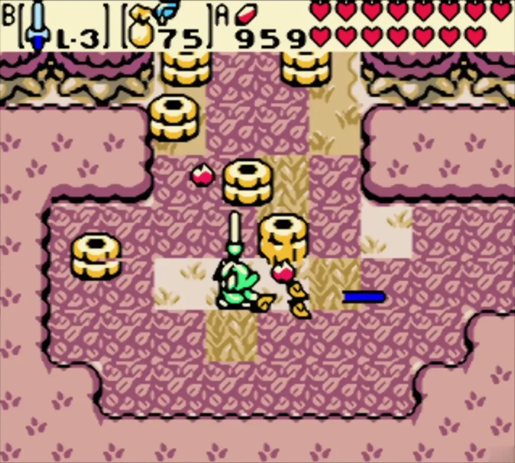 Link in the pink cave fighting on without a shield after the Like Like ate it Link in the pink cave fighting on without a shield after the Like Like ate it