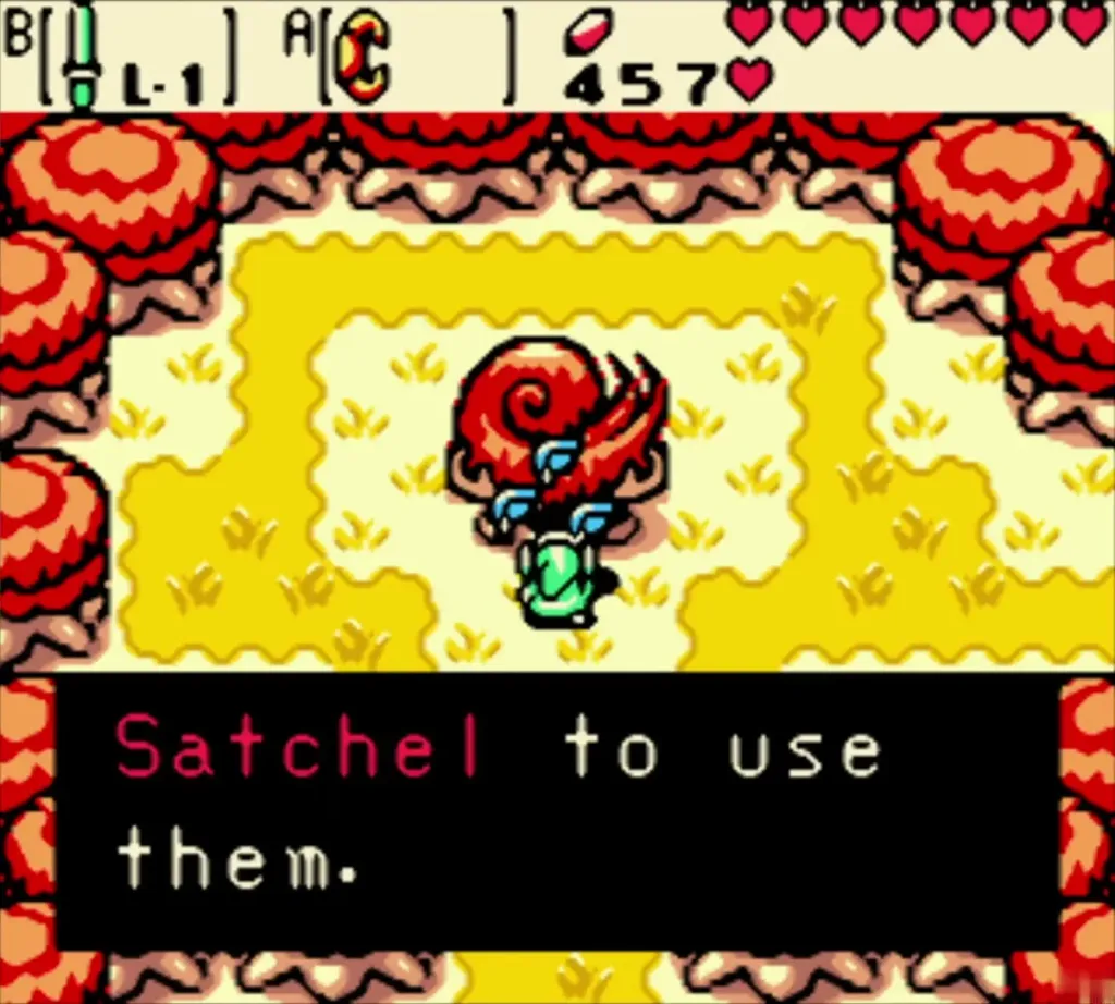Message telling Link to open his Seed Satchel to use the Pegasus Seeds Message telling Link to open his Seed Satchel to use the Pegasus Seeds