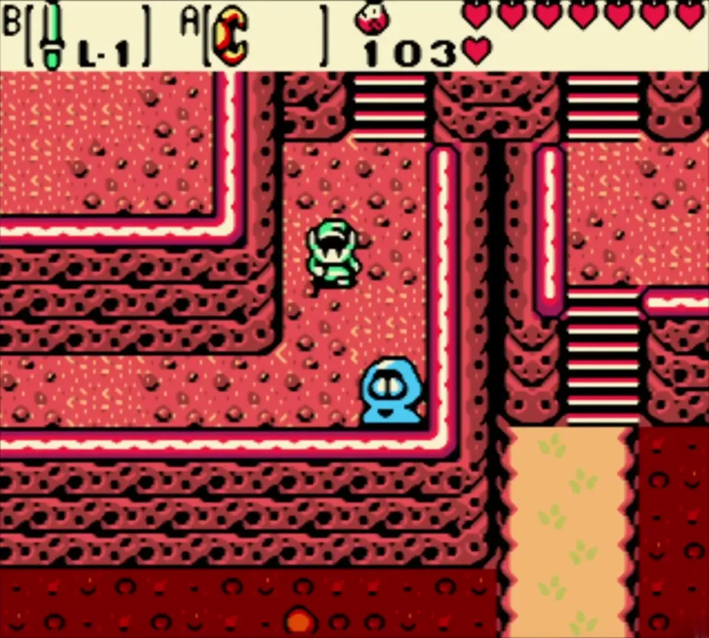 Link approaching the Subrosian village where the dance hall sits Link approaching the Subrosian village where the dance hall sits