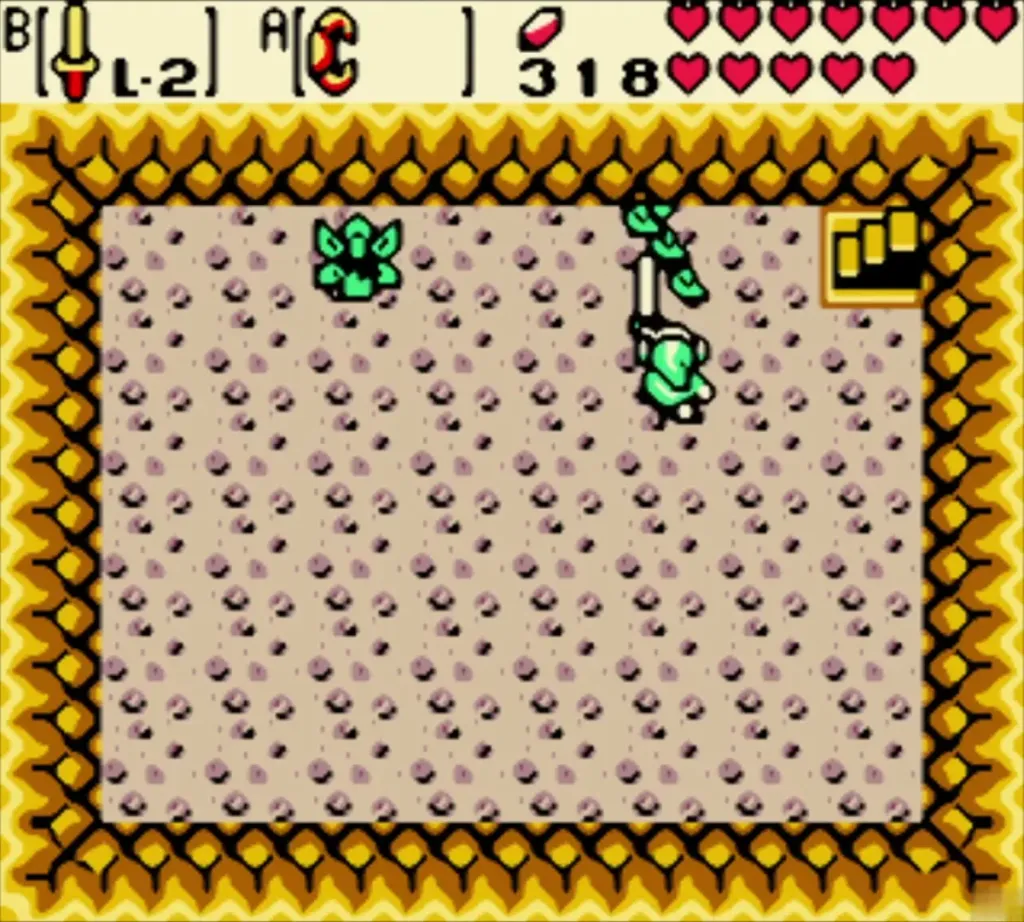 Link in the tan-floored room facing the Deku Scrub