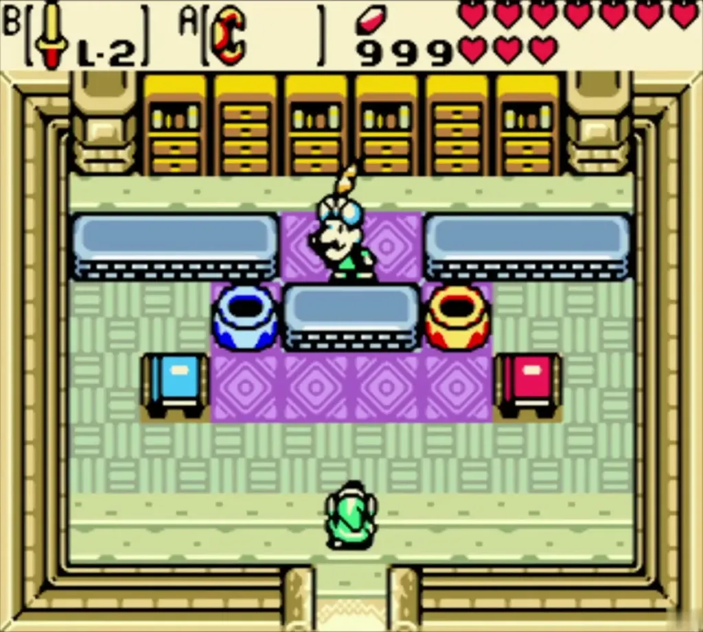 Link entering Vasu's jewelers room with Vasu at the counter Link entering Vasu's jewelers room with Vasu at the counter