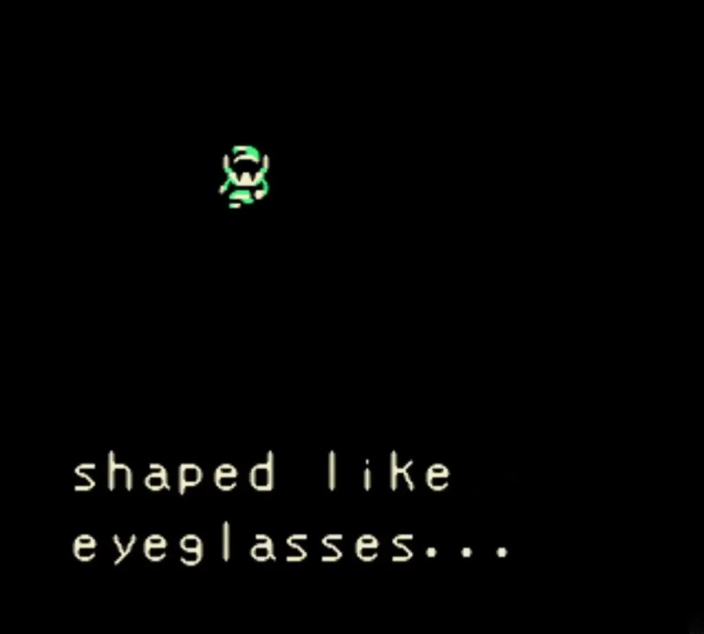 Maku Tree text in a black screen describing a lake shaped like eyeglasses Maku Tree text in a black screen describing a lake shaped like eyeglasses