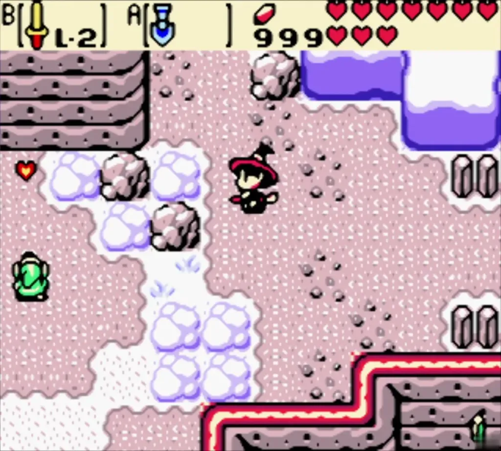 Maple in a red hat racing past the boulders on the winter mountain Maple in a red hat racing past the boulders on the winter mountain