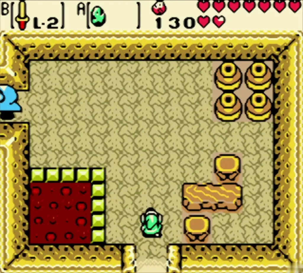 Link in the empty brothers' house as the thieves leave through the far door Link in the empty brothers' house as the thieves leave through the far door