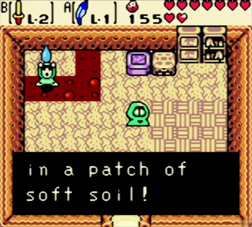 The Subrosian telling Link to plant the Gasha Seed in a patch of soft soil The Subrosian telling Link to plant the Gasha Seed in a patch of soft soil
