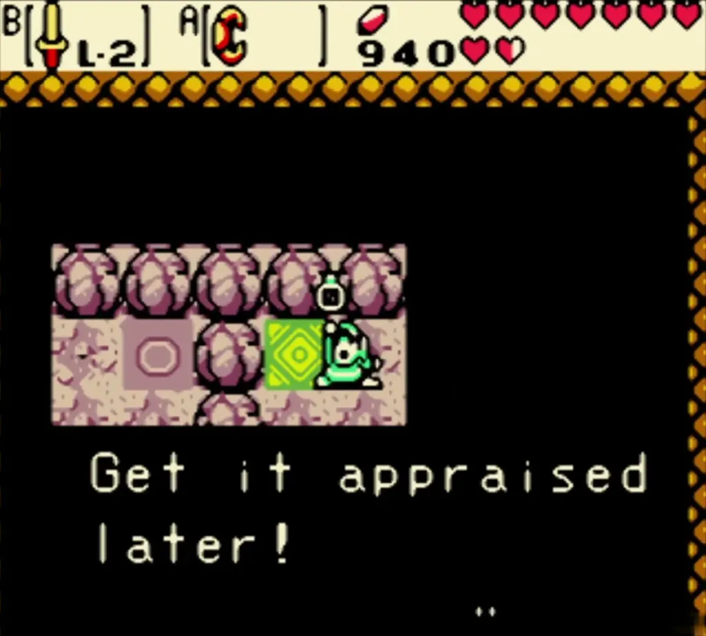 Link holding up a ring with the message to get it appraised later Link holding up a ring with the message to get it appraised later
