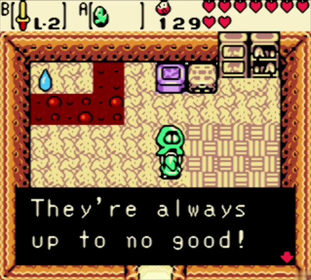 A Subrosian villager complaining the thieves are always up to no good A Subrosian villager complaining the thieves are always up to no good