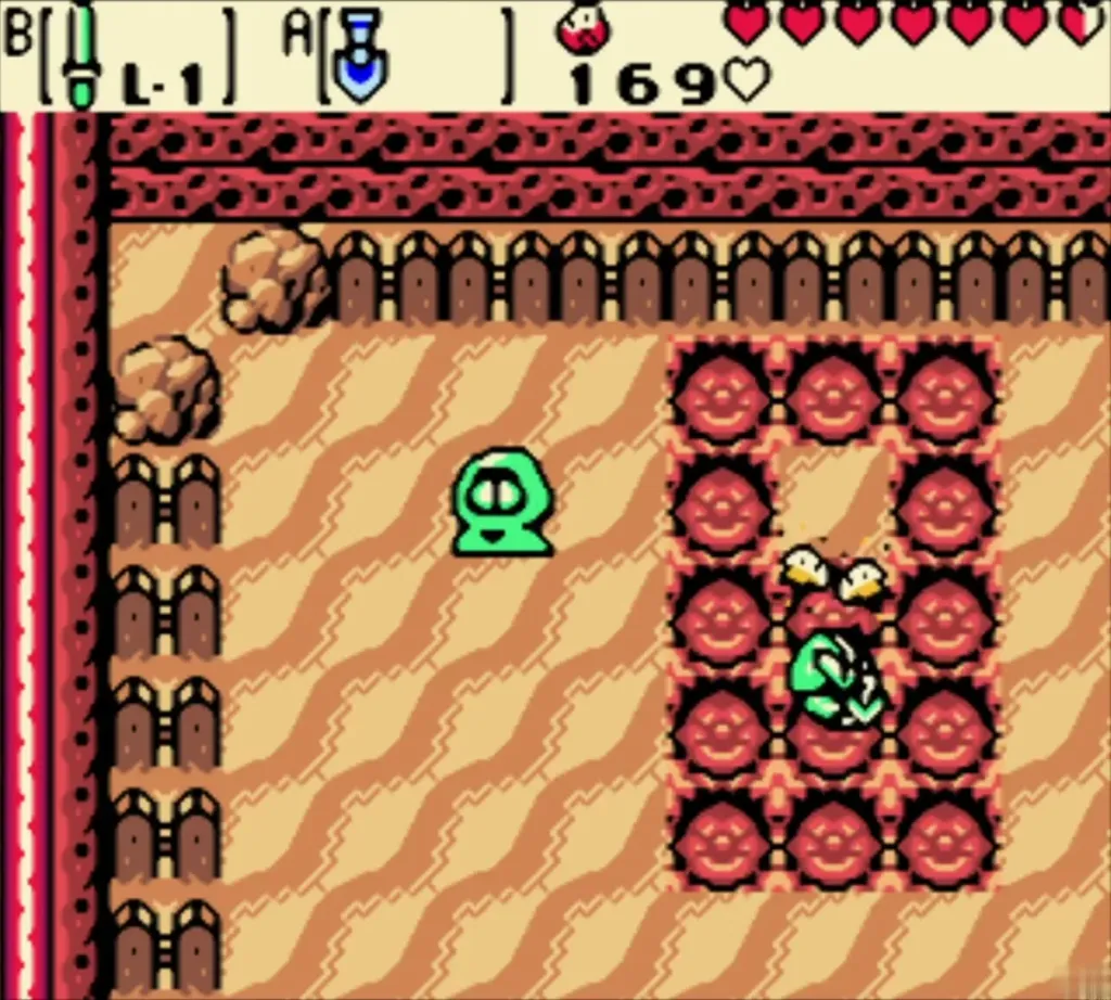 Link digging among spiked patches in the sand, 169 Ore Chunks Link digging among spiked patches in the sand, 169 Ore Chunks