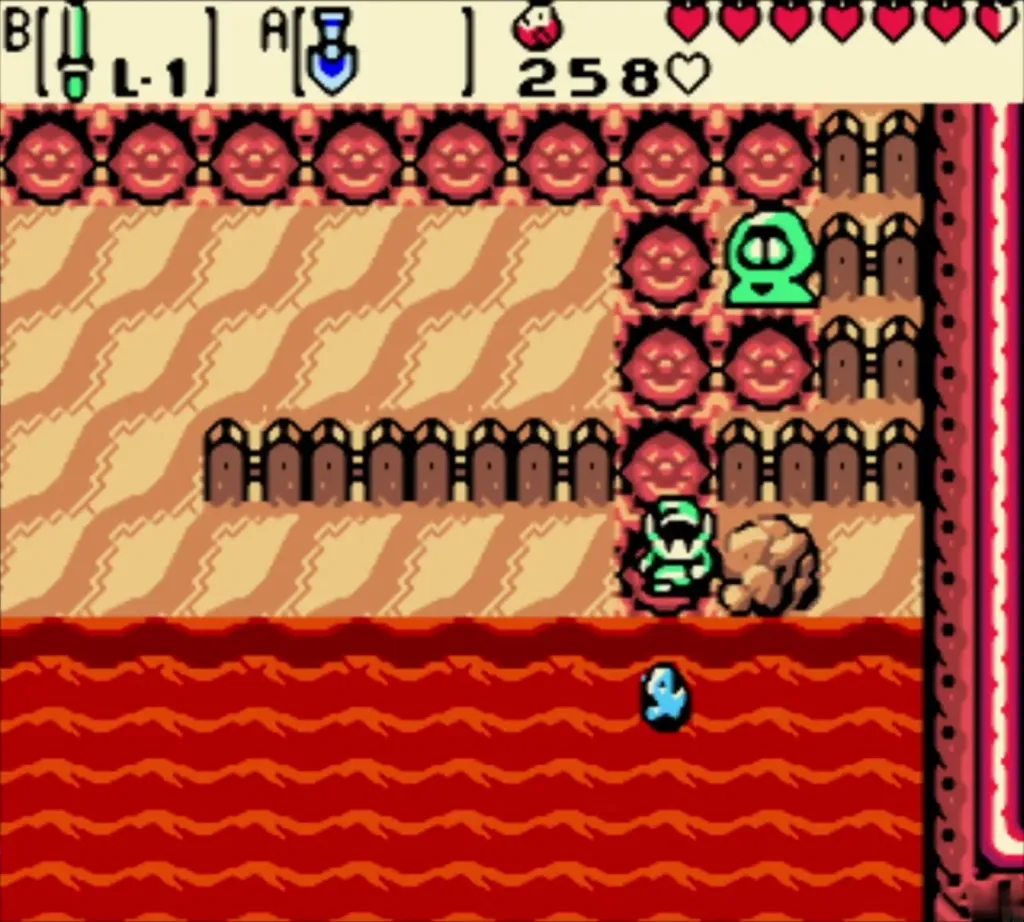 Link digging in the sand by the lava with 258 Ore Chunks Link digging in the sand by the lava with 258 Ore Chunks