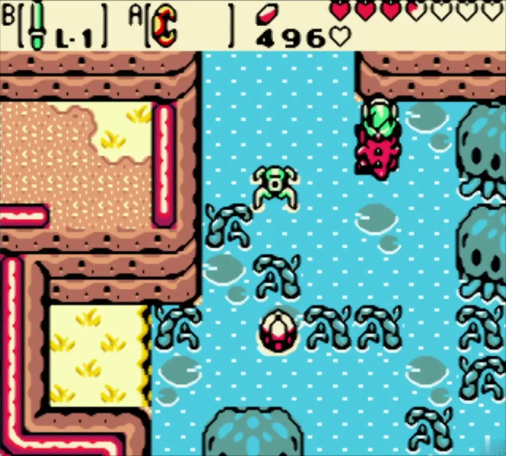 Link on Dimitri swimming further up the swamp lake Link on Dimitri swimming further up the swamp lake
