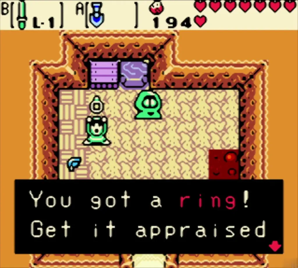 Link holding up a ring with the get it appraised text box shown Link holding up a ring with the get it appraised text box shown