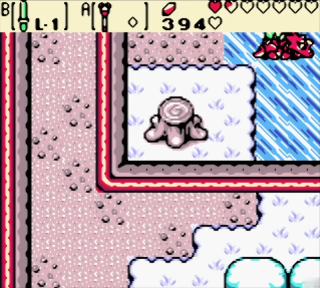The snowy ledge and frozen water after Link rides away The snowy ledge and frozen water after Link rides away