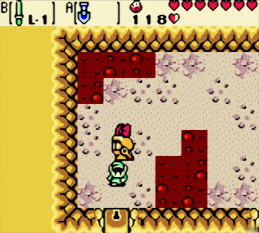 Link and Rosa in the small cavern with a lava pit Link and Rosa in the small cavern with a lava pit