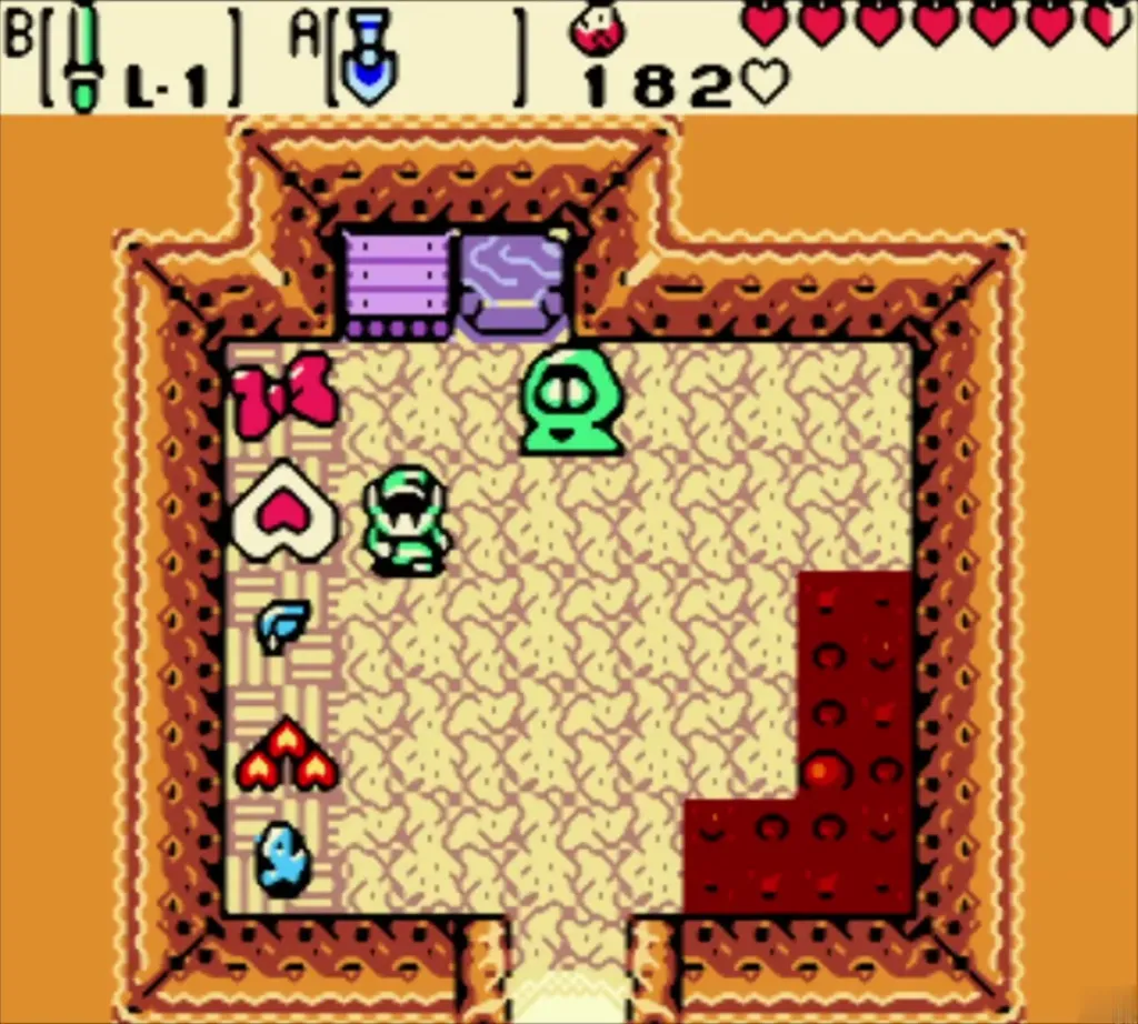 Link standing at the Market shelf after declining the trade Link standing at the Market shelf after declining the trade