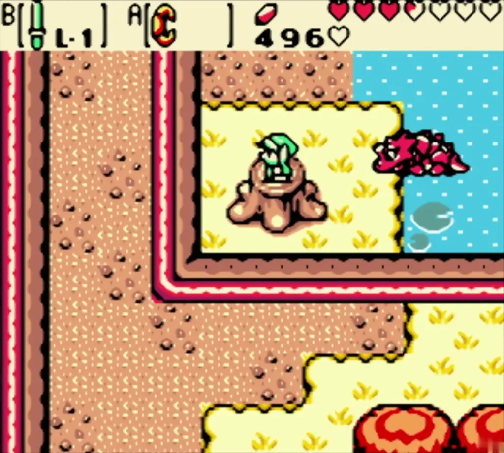 Link standing on the stump before using the Rod of Seasons Link standing on the stump before using the Rod of Seasons