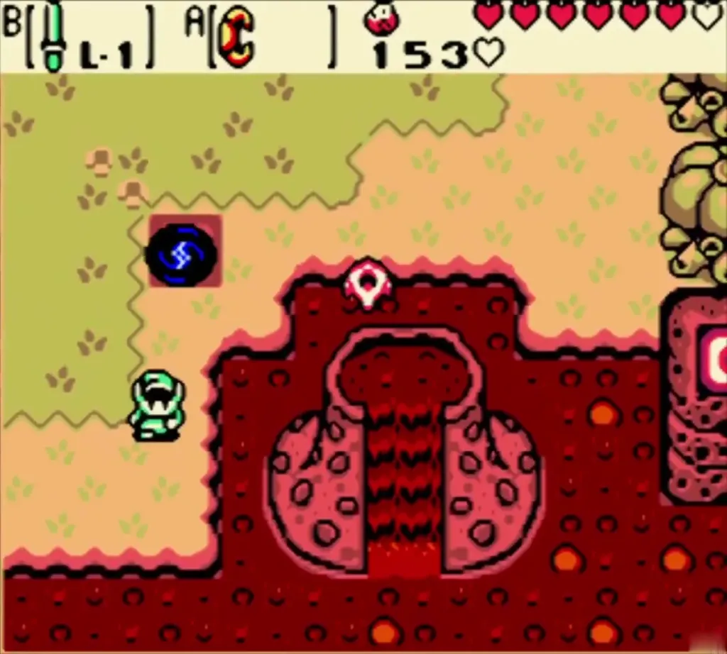 Link arriving in Subrosia beside the volcano with 153 Ore Chunks Link arriving in Subrosia beside the volcano with 153 Ore Chunks