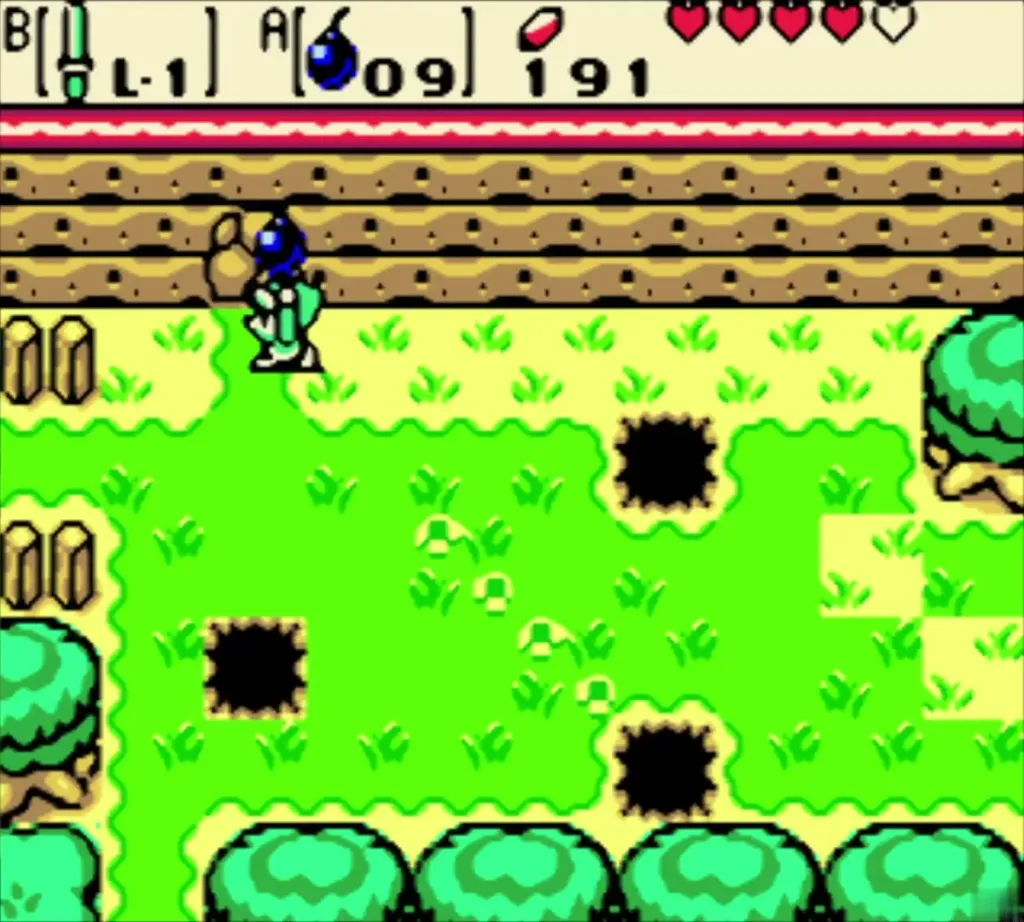 Link holding a Bomb beside the loose rocks on the cliff wall Link holding a Bomb beside the loose rocks on the cliff wall