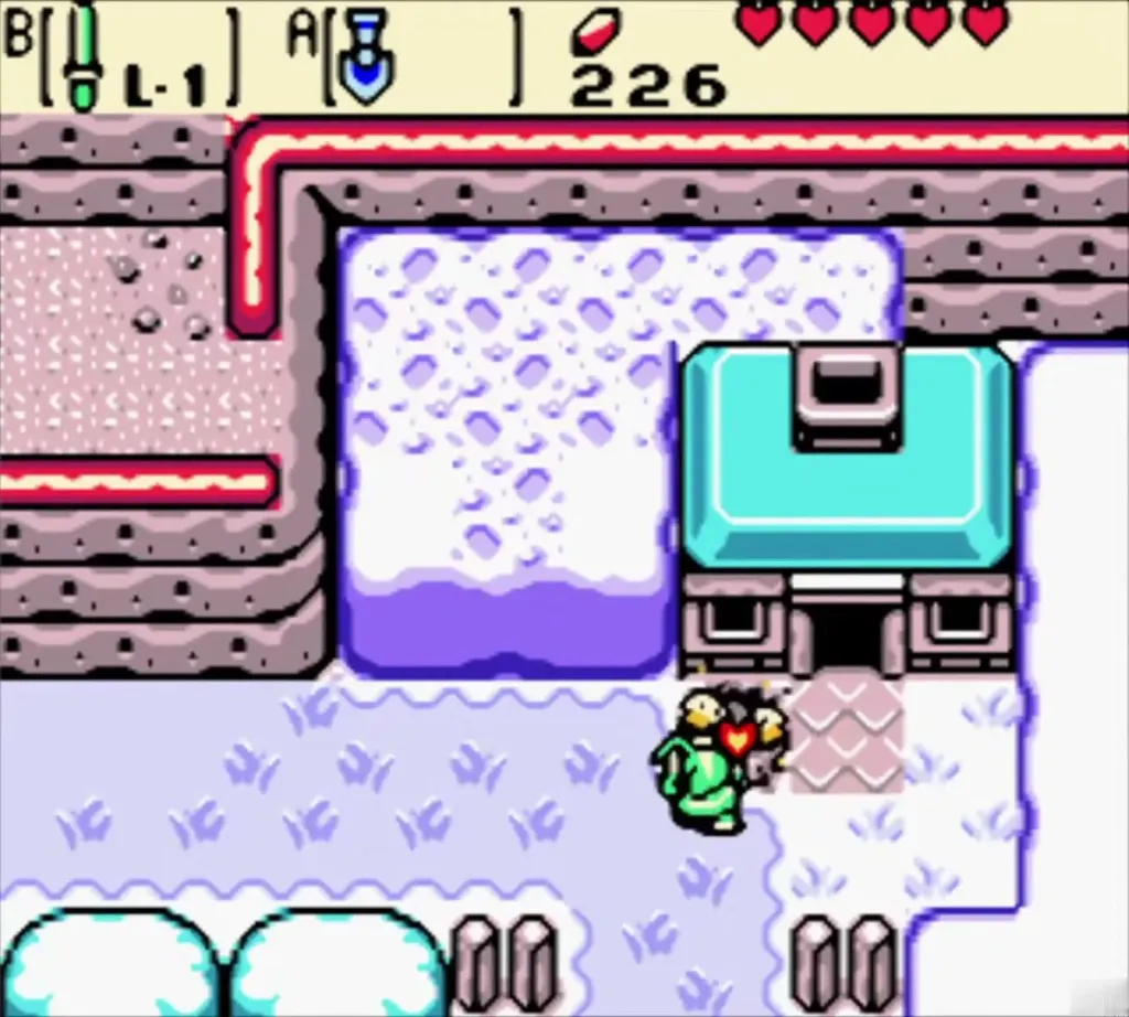 Link digging a snow pile beside the walkway with the Shovel Link digging a snow pile beside the walkway with the Shovel