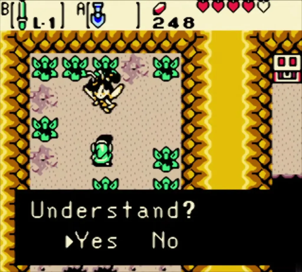 The fairy asking Link whether he understands The fairy asking Link whether he understands