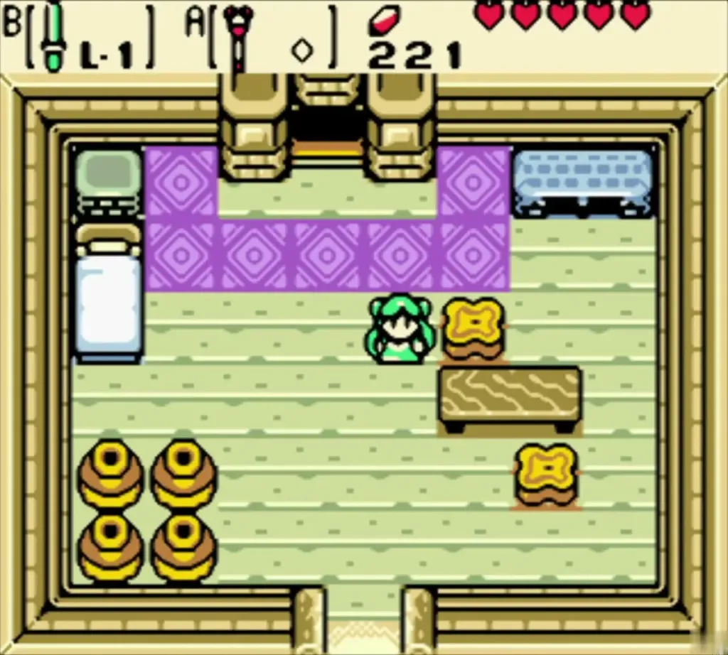 Link standing inside Holly's house after dropping down the chimney Link standing inside Holly's house after dropping down the chimney