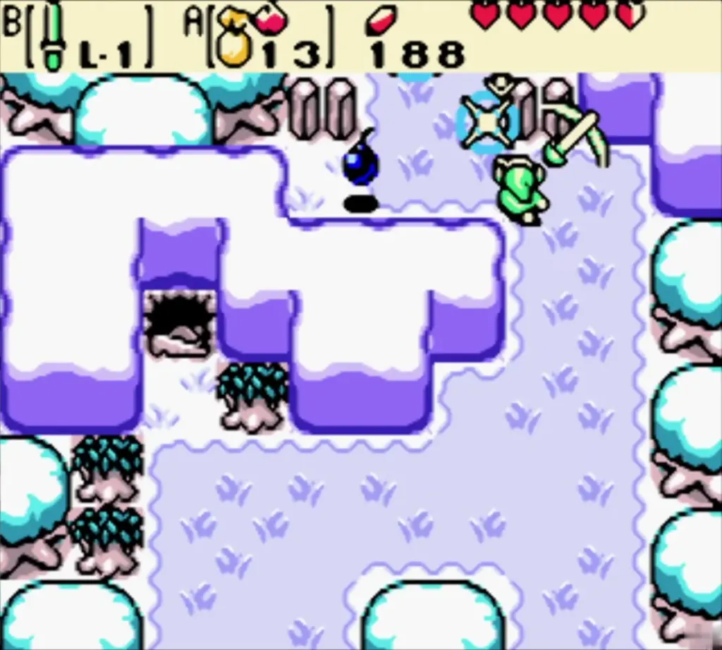 Link swinging the Rod of Seasons on a stump in the snowy Woods of Winter Link swinging the Rod of Seasons on a stump in the snowy Woods of Winter