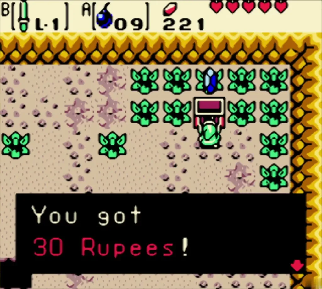 Link holding up the chest reward with the You got 30 Rupees message Link holding up the chest reward with the You got 30 Rupees message