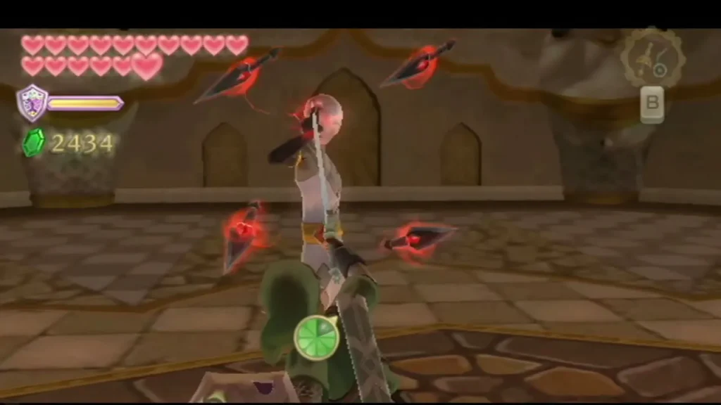 Ghirahim stands inside a ring of red diamond blades in the Fire Sanctuary arena Ghirahim stands inside a ring of red diamond blades in the Fire Sanctuary arena