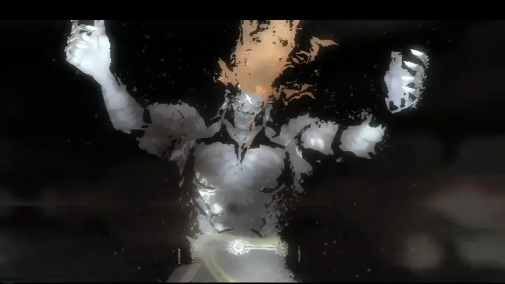 Demise's dark body breaks apart into white light and sparks during the final battle. Demise's dark body breaks apart into white light and sparks during the final battle.