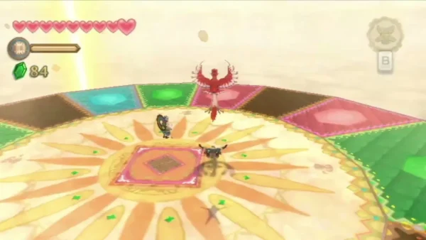 Party wheel platform on Fun Fun Island in the Sky, with a sun-patterned floor and colored panels