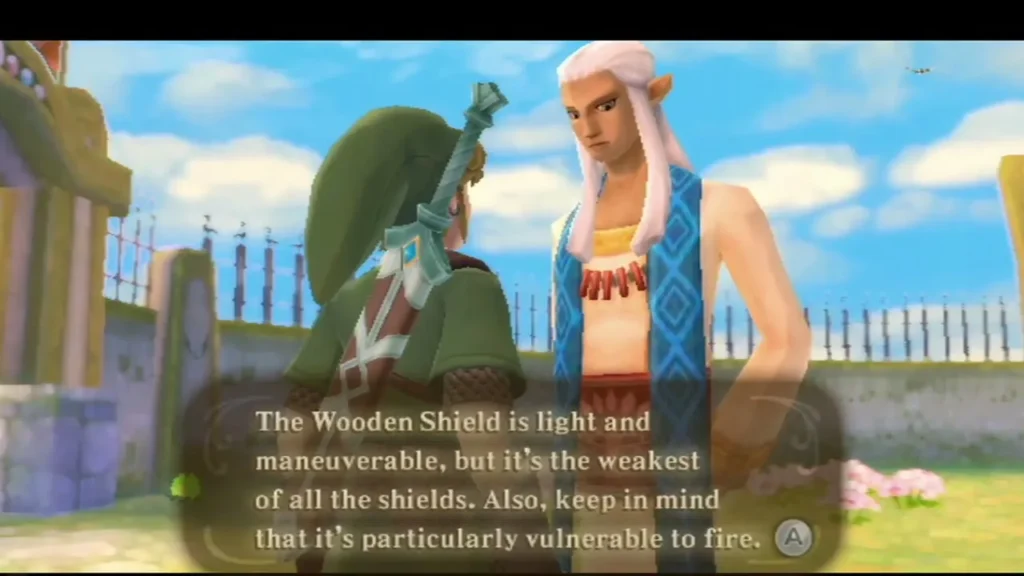 Instructor Owlan explains that the Wooden Shield is the weakest shield and is vulnerable to fire