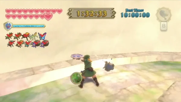 Link runs across the bug field with his net as, near the finish. Link runs across the bug field with his net as, near the finish.