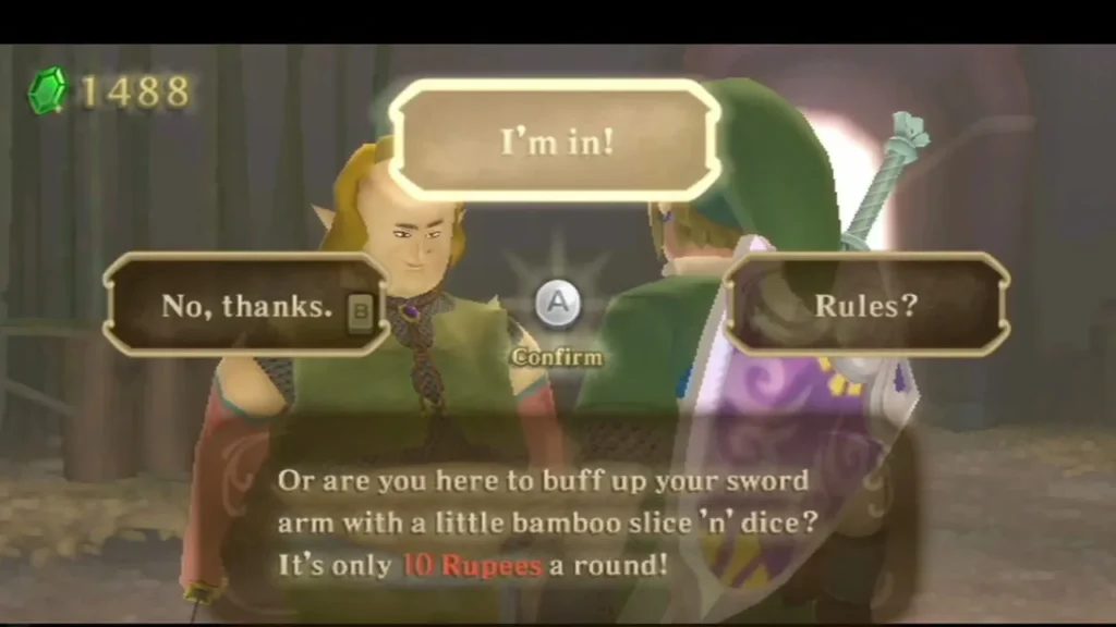 Peater offers Link a round of Clean Cut for 10 Rupees, with I'm in, No thanks and Rules options on screen. Peater offers Link a round of Clean Cut for 10 Rupees, with I'm in, No thanks and Rules options on screen.