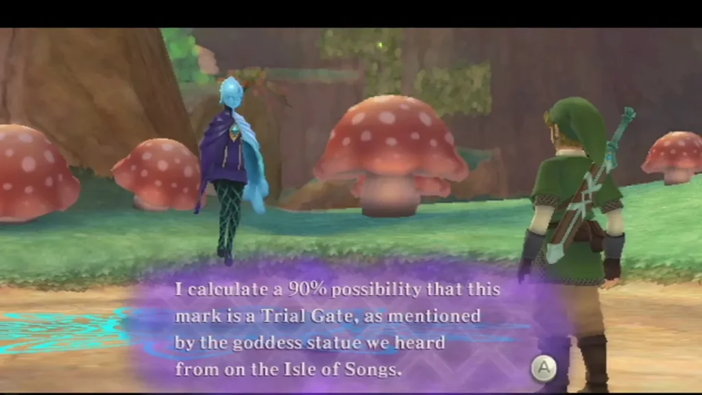 Fi tells Link she calculates a 90% chance that the glowing mark on the ground is a Trial Gate.