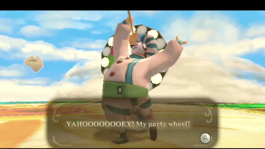 The Fun Fun Island owner raises his party wheel high and cheers after getting it back. The Fun Fun Island owner raises his party wheel high and cheers after getting it back.