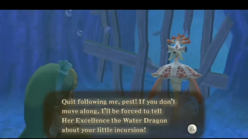 A Parella tells Link to stop following her, threatening to report him to the Water Dragon.
